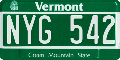 VT license plate NYG542