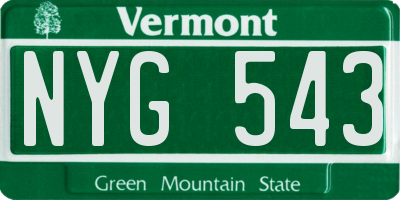 VT license plate NYG543