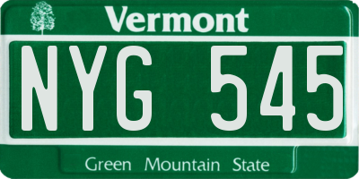 VT license plate NYG545
