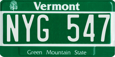 VT license plate NYG547