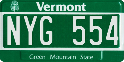 VT license plate NYG554