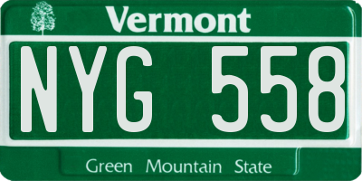 VT license plate NYG558