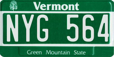 VT license plate NYG564