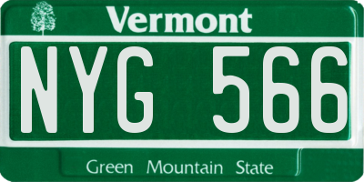 VT license plate NYG566