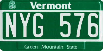 VT license plate NYG576