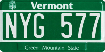 VT license plate NYG577