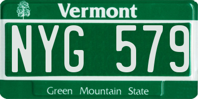 VT license plate NYG579