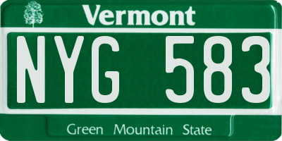 VT license plate NYG583