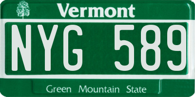 VT license plate NYG589