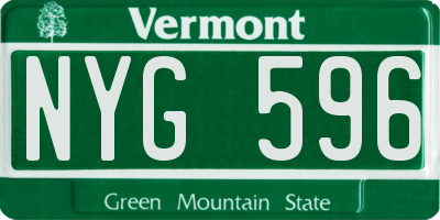 VT license plate NYG596