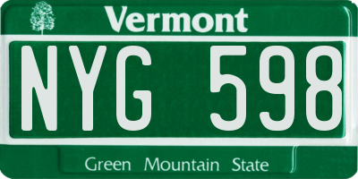 VT license plate NYG598