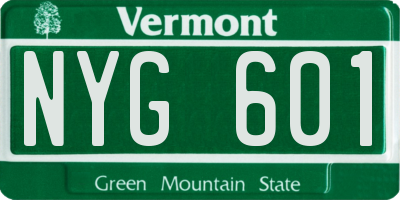 VT license plate NYG601