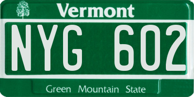 VT license plate NYG602