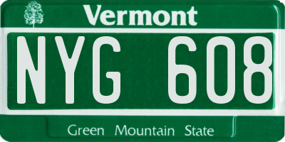 VT license plate NYG608