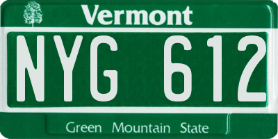 VT license plate NYG612