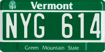 VT license plate NYG614