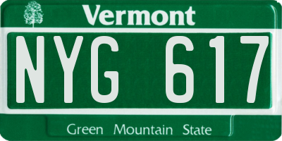 VT license plate NYG617
