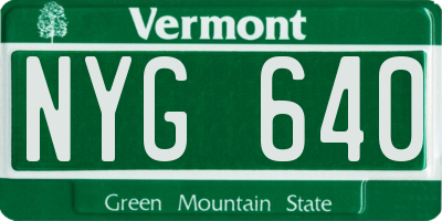 VT license plate NYG640