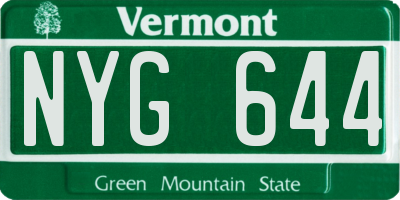 VT license plate NYG644