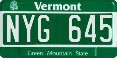 VT license plate NYG645