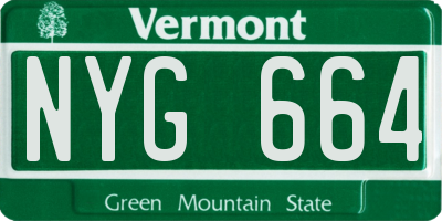 VT license plate NYG664