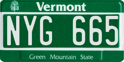 VT license plate NYG665