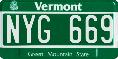 VT license plate NYG669