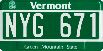 VT license plate NYG671