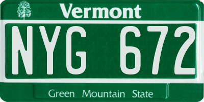 VT license plate NYG672