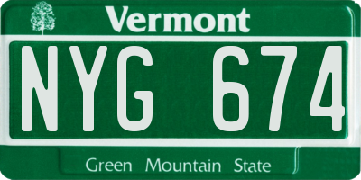 VT license plate NYG674