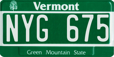 VT license plate NYG675