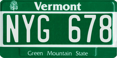 VT license plate NYG678