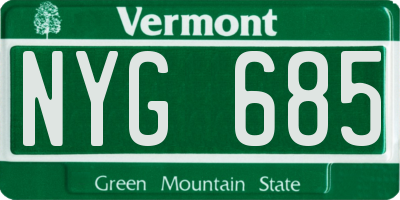 VT license plate NYG685