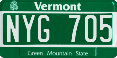 VT license plate NYG705