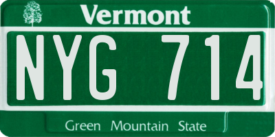 VT license plate NYG714