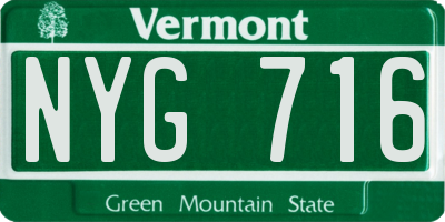 VT license plate NYG716