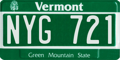 VT license plate NYG721