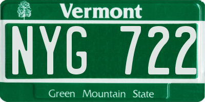 VT license plate NYG722