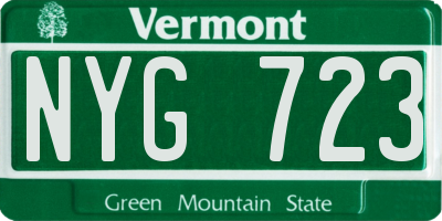 VT license plate NYG723