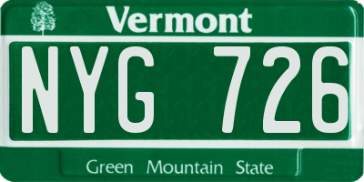 VT license plate NYG726