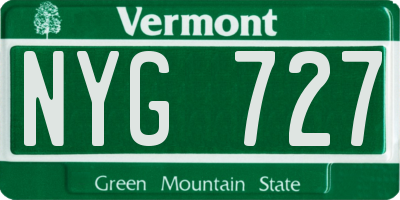 VT license plate NYG727