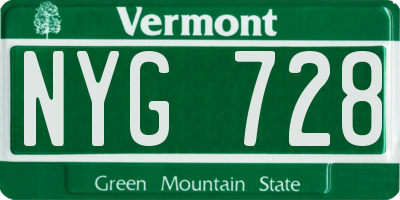 VT license plate NYG728