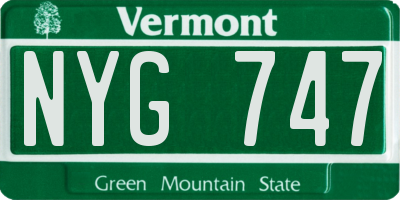 VT license plate NYG747