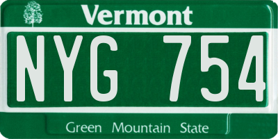 VT license plate NYG754