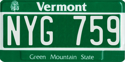 VT license plate NYG759