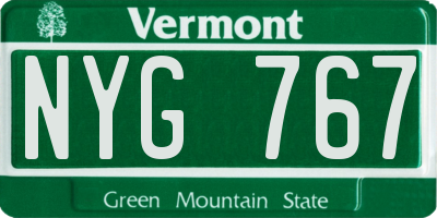 VT license plate NYG767