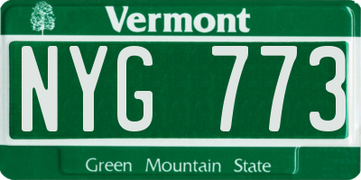 VT license plate NYG773