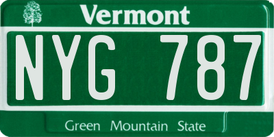 VT license plate NYG787