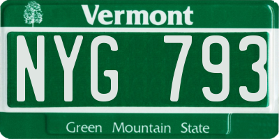VT license plate NYG793