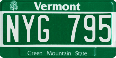 VT license plate NYG795